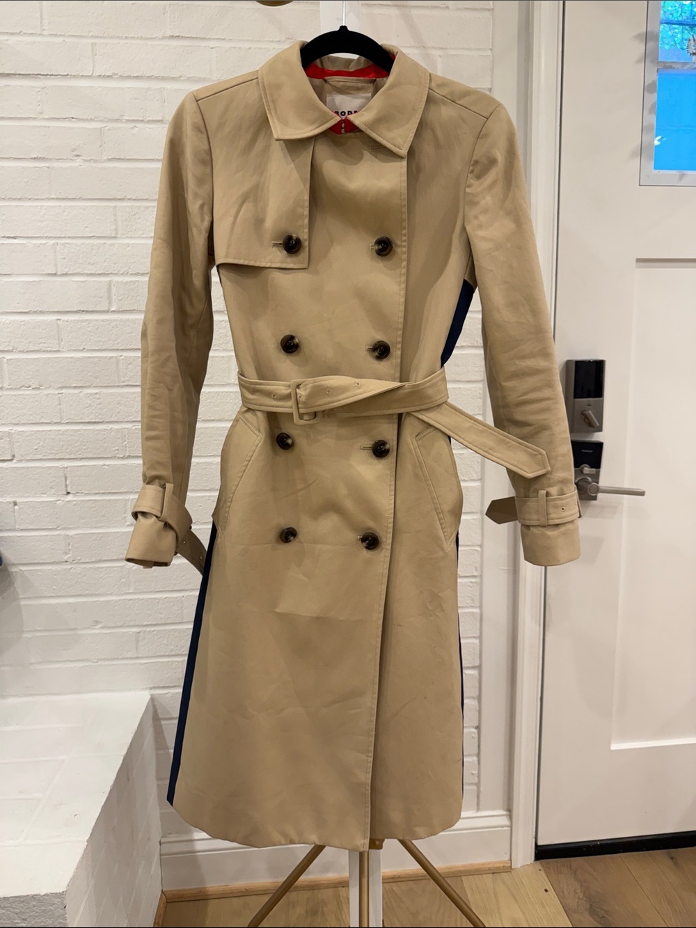 Boden Heritage Trench Coat Camel Union Jack Lined Double Breasted UK6R/US2R - Picture 3 of 7